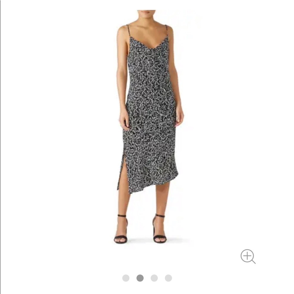 Midi cowl neck black and white midi dress